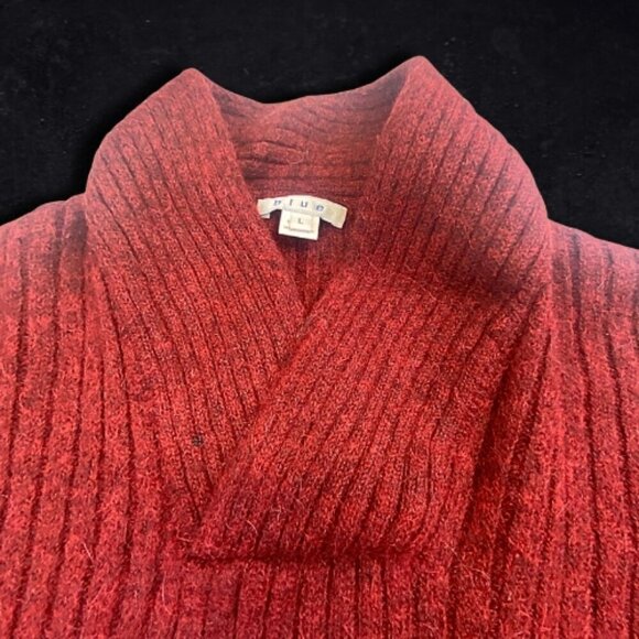 Blue Label Ribbed Knit Sweater Baby Alpaca Wool Shawl Collar Burgundy W L NWOT - Picture 2 of 10